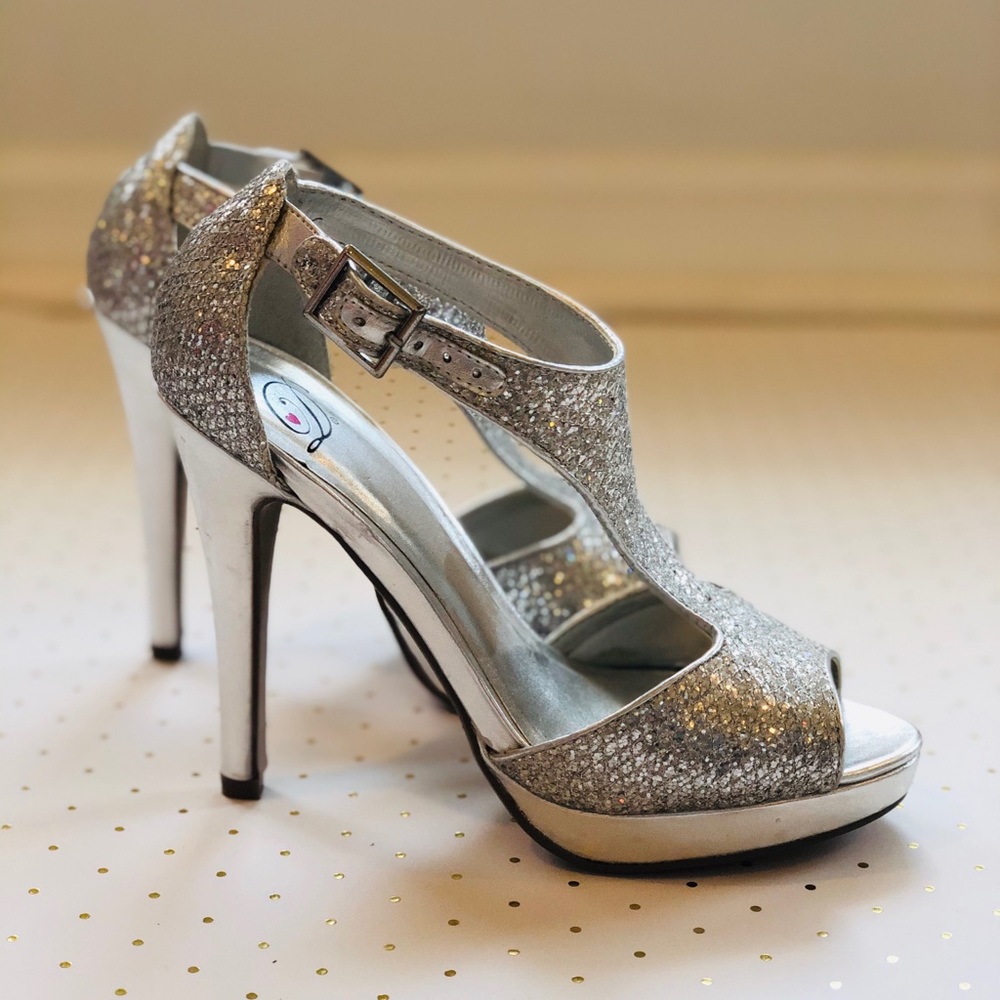 Silver Glitter Heels